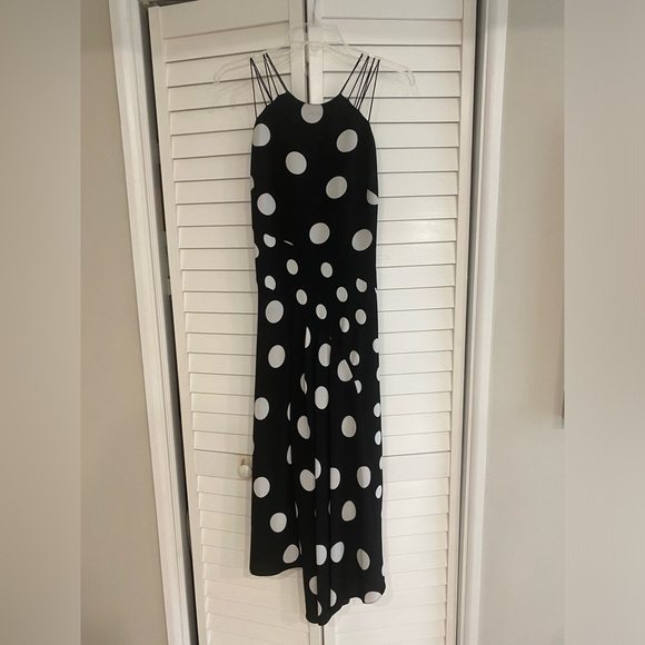 Karen Millen Black and White Polka Dot Midi Dress - Picture 5 of 5